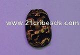 NGP2004 22*35mm carved gold plated matte black obsidian pendants