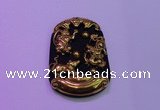 NGP2013 38*55mm carved gold plated matte black obsidian pendants