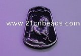 NGP2018 38*52mm carved silver plated matte black obsidian pendants