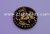 NGP2022 50mm carved gold plated matte black obsidian pendants