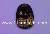 NGP2028 35*55mm carved gold plated matte black obsidian pendants