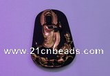 NGP2031 40*60mm carved gold plated matte black obsidian pendants