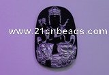 NGP2033 40*65mm carved silver plated matte black obsidian pendants