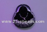 NGP2036 40*45mm carved silver plated matte black obsidian pendants