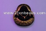 NGP2037 40*45mm carved gold plated matte black obsidian pendants