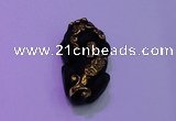 NGP2047 15*20*40mm carved gold plated matte black obsidian pendants