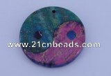 NGP205 6*40mm coin dyed imperial jasper & chrysocolla gemstone pendant