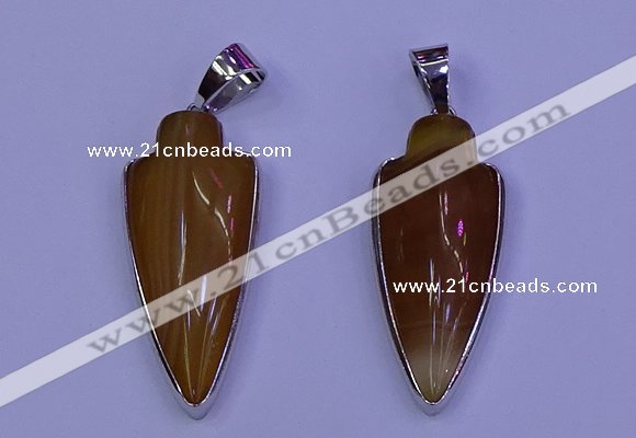 NGP2058 15*40mm - 18*45mm arrowhead striped agate pendants