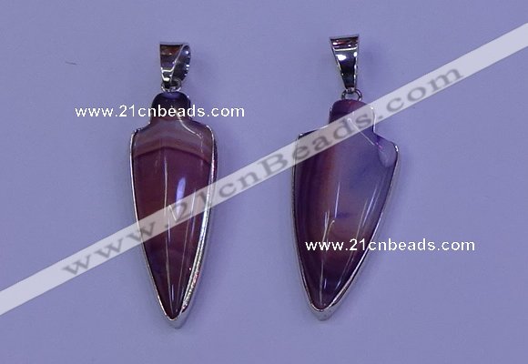 NGP2059 15*40mm - 18*45mm arrowhead striped agate pendants