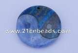 NGP207 6*40mm coin dyed blue lace agate & chrysocolla gemstone pendant