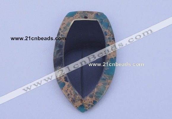 NGP210 30*50mm fashion dyed imperial jasper & black stone pendant