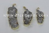 NGP2108 20*40mm - 25*65mm feather-shaped druzy agate pendants