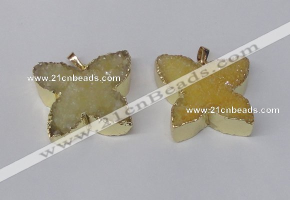 NGP2116 22*30mm - 25*30mm butterfly druzy agate gemstone pendants