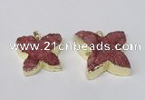 NGP2117 22*30mm - 25*30mm butterfly druzy agate gemstone pendants