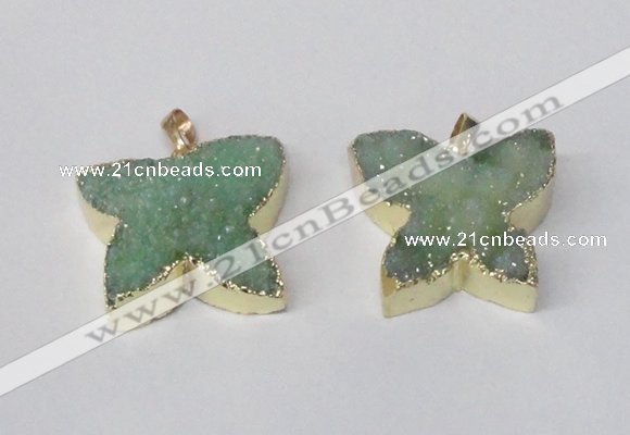 NGP2119 22*30mm - 25*30mm butterfly druzy agate gemstone pendants