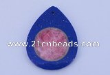 NGP212 37*50mm fashion dyed rhodochrosite & lapis lazuli gemstone pendant