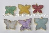 NGP2120 22*30mm - 25*30mm butterfly druzy agate gemstone pendants