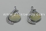 NGP2125 22*35mm agate gemstone pendants with crystal pave alloy settings