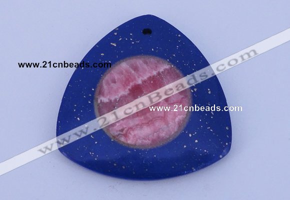 NGP213 45*45mm fashion dyed rhodochrosite & lapis lazuli gemstone pendant