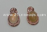 NGP2132 18*32mm agate gemstone pendants with crystal pave alloy settings