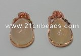 NGP2135 25*42mm agate gemstone pendants with crystal pave alloy settings