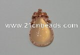 NGP2137 22*40mm agate gemstone pendants with crystal pave alloy settings