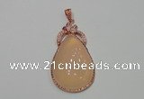 NGP2138 27*50mm agate gemstone pendants with crystal pave alloy settings