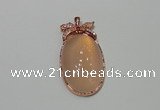 NGP2141 24*47mm agate gemstone pendants with crystal pave alloy settings