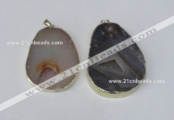 NGP2214 30*40mm - 40*45mm freeform druzy agate gemstone pendants
