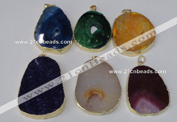 NGP2220 30*40mm - 40*45mm freeform druzy agate gemstone pendants