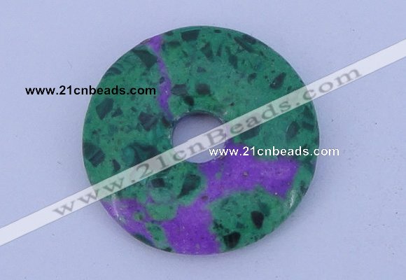 NGP223 5*30mm synthetic ruby zoisite & malachite gemstone donut pendant