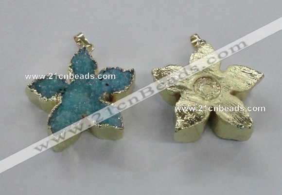 NGP2264 38*40mm - 42*45mm star druzy agate gemstone pendants