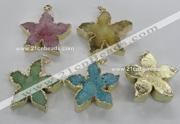 NGP2266 38*40mm - 42*45mm star druzy agate gemstone pendants