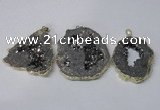 NGP2324 35*45mm - 45*55mm freeform plated druzy agate pendants