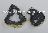 NGP2325 35*45mm - 45*55mm freeform plated druzy agate pendants