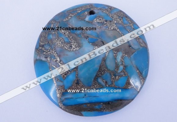 NGP236 7*40mm dyed golden turquoise & pyrite gemstone pendants