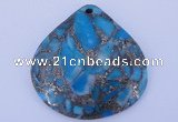 NGP237 40*40mm dyed golden turquoise & pyrite gemstone pendants