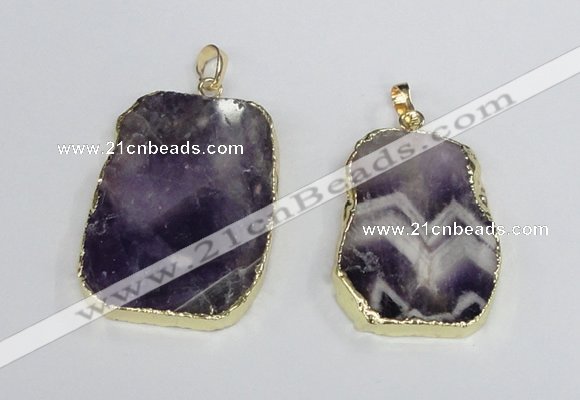 NGP2393 25*35mm - 30*45mm freeform dogtooth amethyst pendants