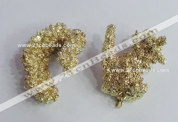 NGP2396 20*40mm - 30*50mm freeform plated natural coral pendants