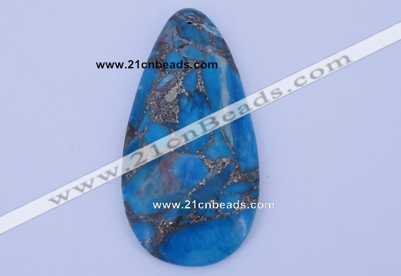 NGP240 30*60mm dyed golden turquoise & pyrite gemstone pendants