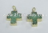 NGP2402 25*26mm - 27*28mm cross druzy agate pendants wholesale