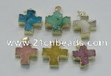 NGP2403 25*26mm - 27*28mm cross druzy agate pendants wholesale