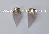 NGP2405 18*35mm - 20*40mm cone rose quartz pendants wholesale