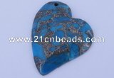 NGP241 39*47mm dyed golden turquoise & pyrite gemstone pendants