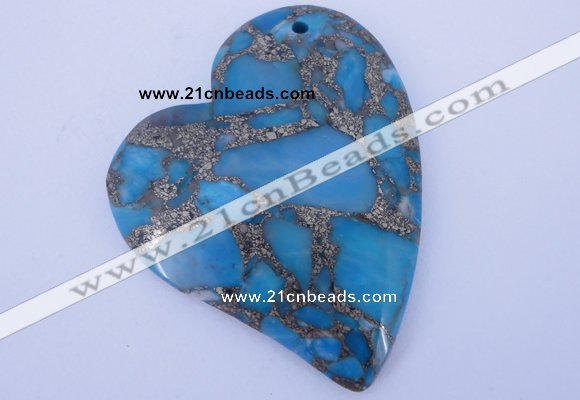 NGP242 39*47mm dyed golden turquoise & pyrite gemstone pendants
