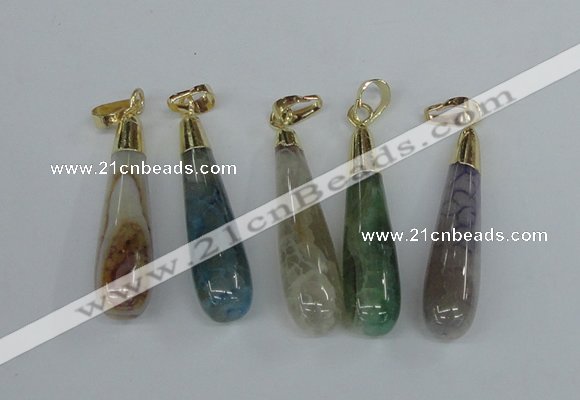 NGP2438 10*40mm teardrop agate gemstone pendants wholesale