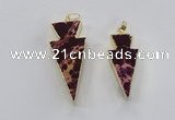 NGP2448 18*38mm - 22*45mm arrowhead sea sediment jasper pendants