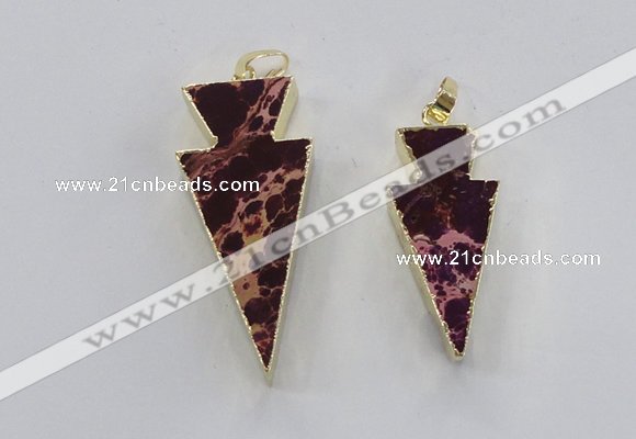 NGP2448 18*38mm - 22*45mm arrowhead sea sediment jasper pendants