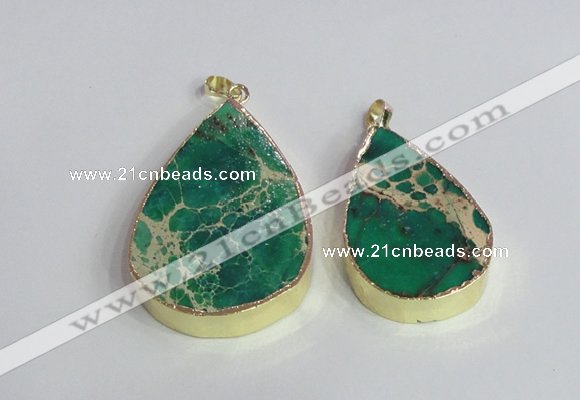 NGP2458 20*30mm - 30*35mm flat teardrop sea sediment jasper pendants