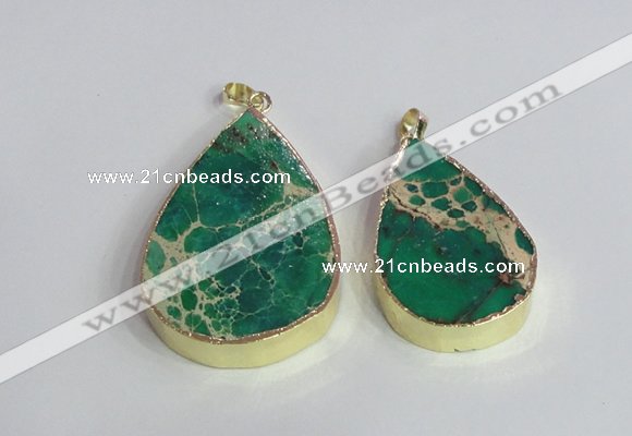 NGP2465 30*40mm - 40*50mm flat teardrop sea sediment jasper pendants